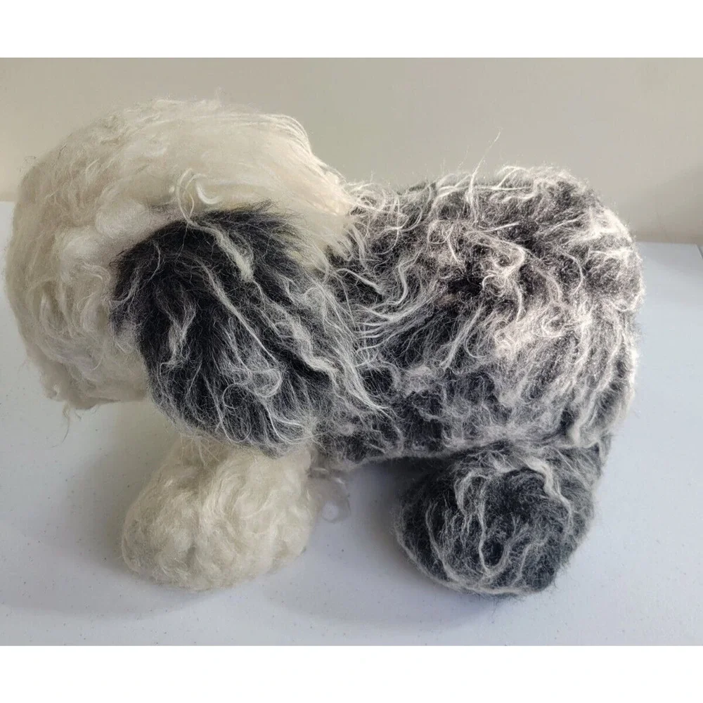 Vintage Sheep Dog Carnival Black White Fluffy Plush Stuffed Animal Toy‎ 17
